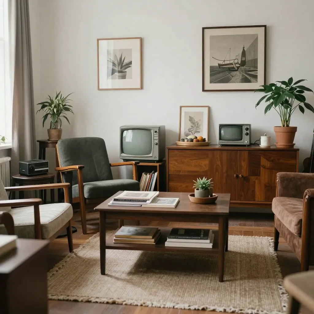 Curated collection of mixed period furniture creating harmonious interior